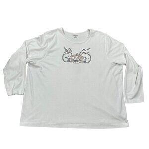 Designers Originals Halloween Cats Pumpkin Beaded Tee T-shirt Size 3X